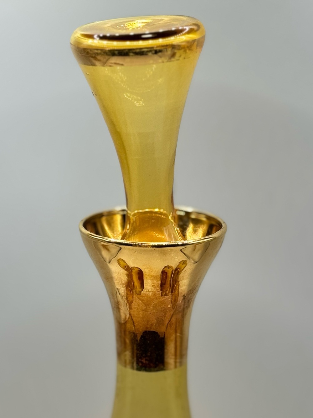 Vtg Laguna Murano Art Glass Decanter Set Amber/Gold Cordial Glasses 1920s Italy - Picture 7 of 11